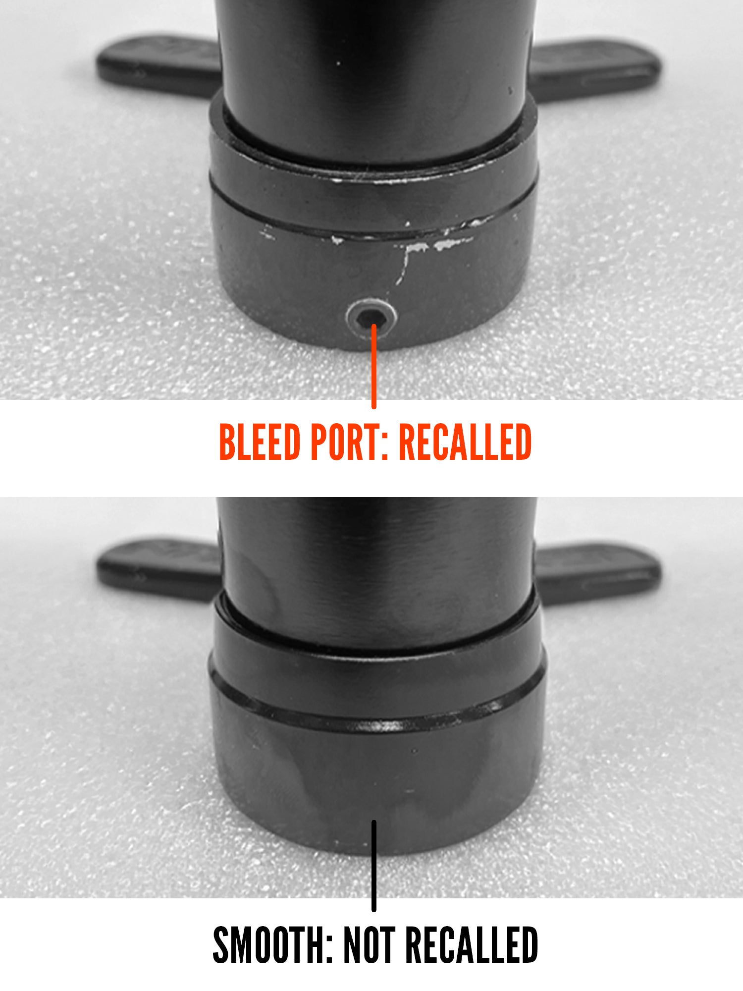 Graphic showing the location of the bleed port on the base of a Lezyne pump.
