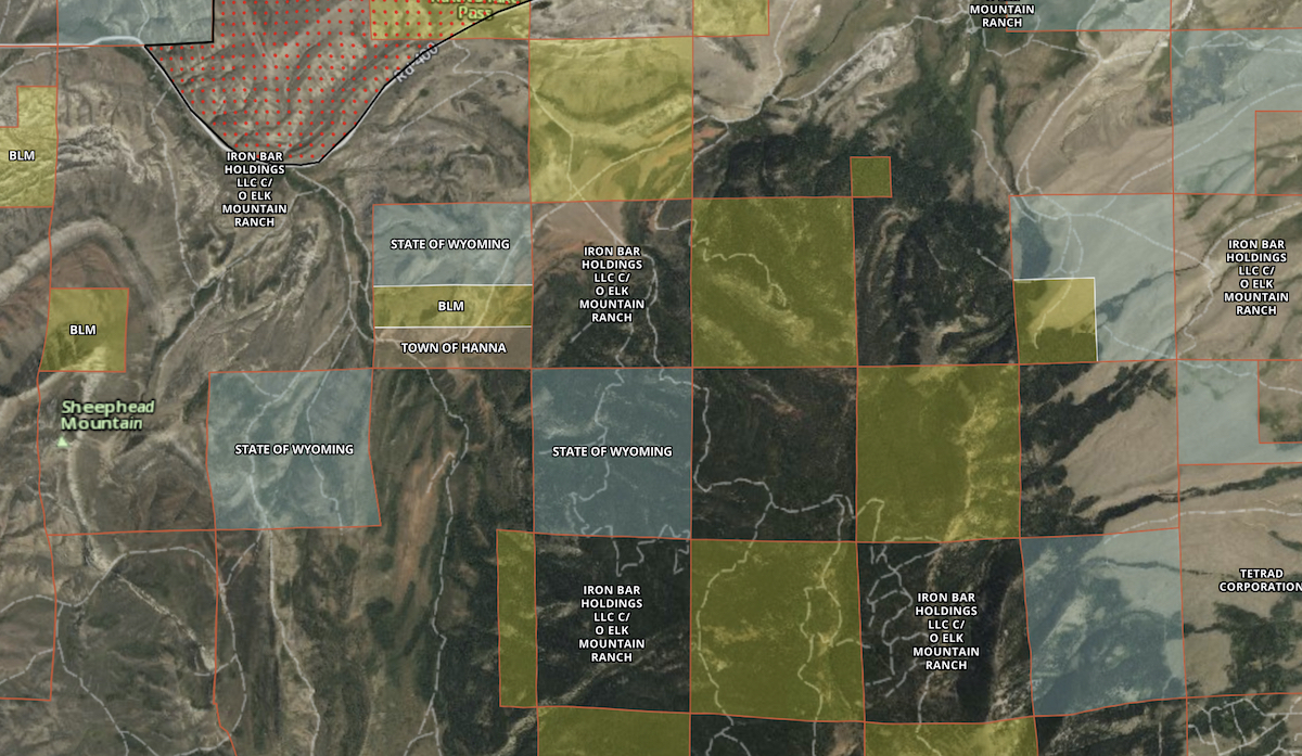 A map illustrating the Wyoming corner crossing case as a legal reference.
