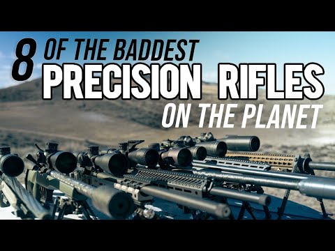A collection of top-rated long-range and hunting rifles lined up for evaluation.